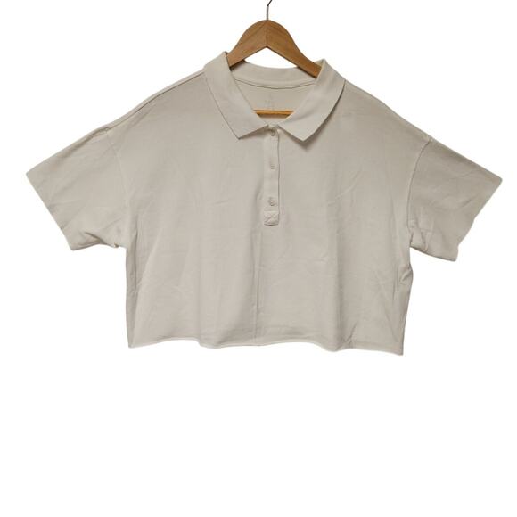 NWT Offline by Aerie Cropped Polo Shirt Distressed Tennis Core Vacation Size M - Picture 1 of 10